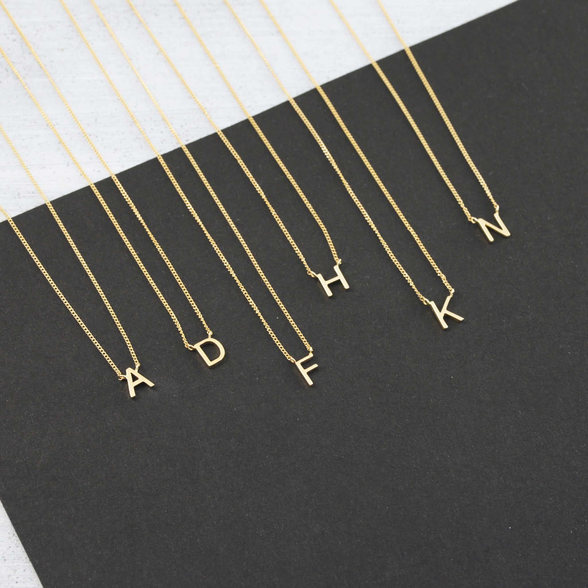 Minimal letter Necklace (2 connectors) - 14k/ 18k Gold