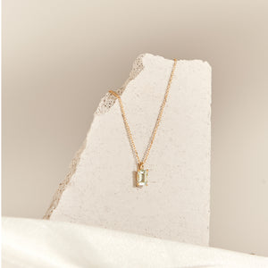 Emerald cut stone Necklace - 14K/ 18K Gold