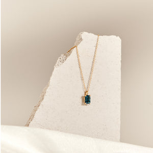 Emerald cut stone Necklace - 14K/ 18K Gold