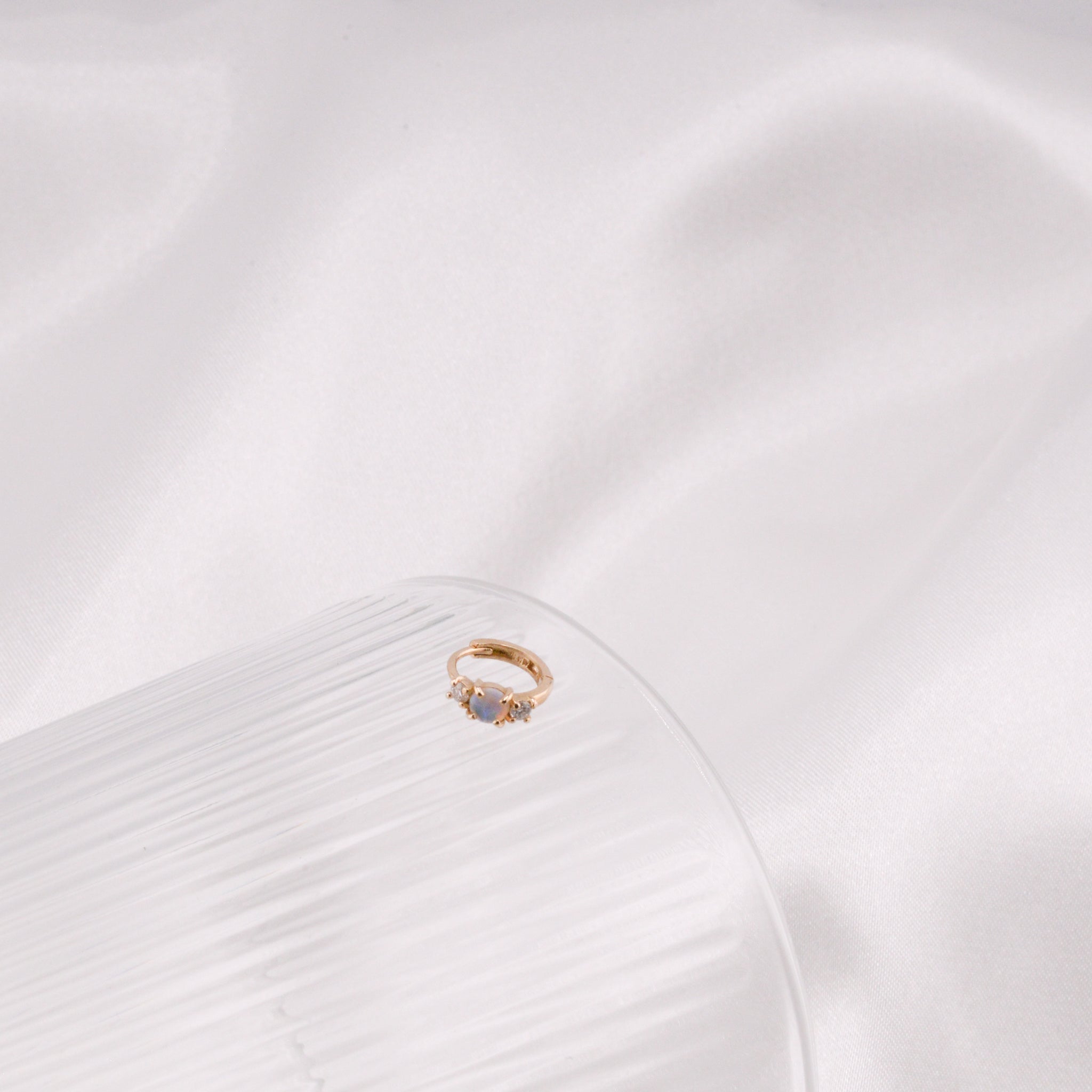 Mermaid opal sleeper Earring (solid opal / single) - 14K/ 18K Gold