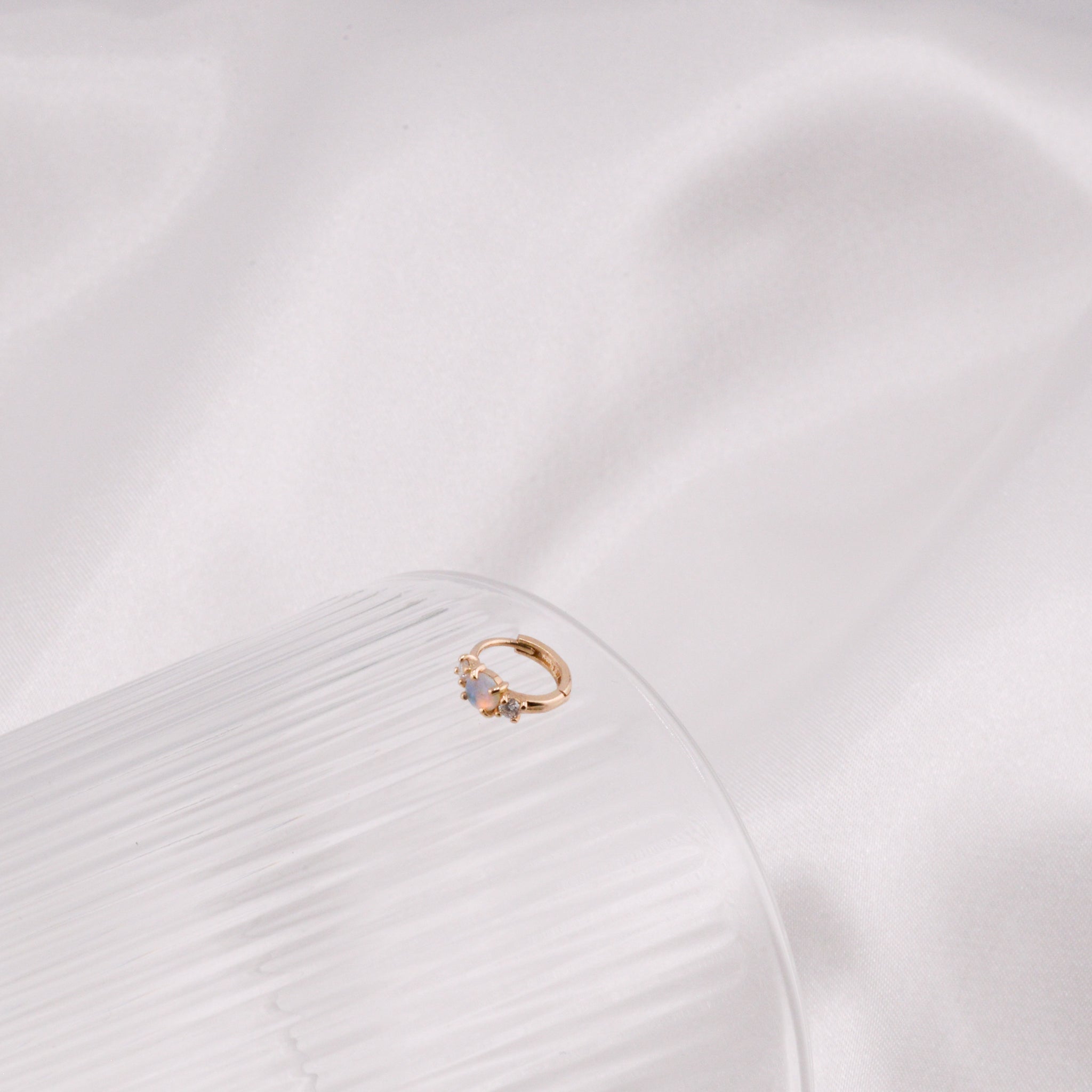 Mermaid opal sleeper Earring (solid opal / single) - 14K/ 18K Gold