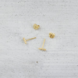 Petite trio stud Earring (single) - 14K/ 18K Gold