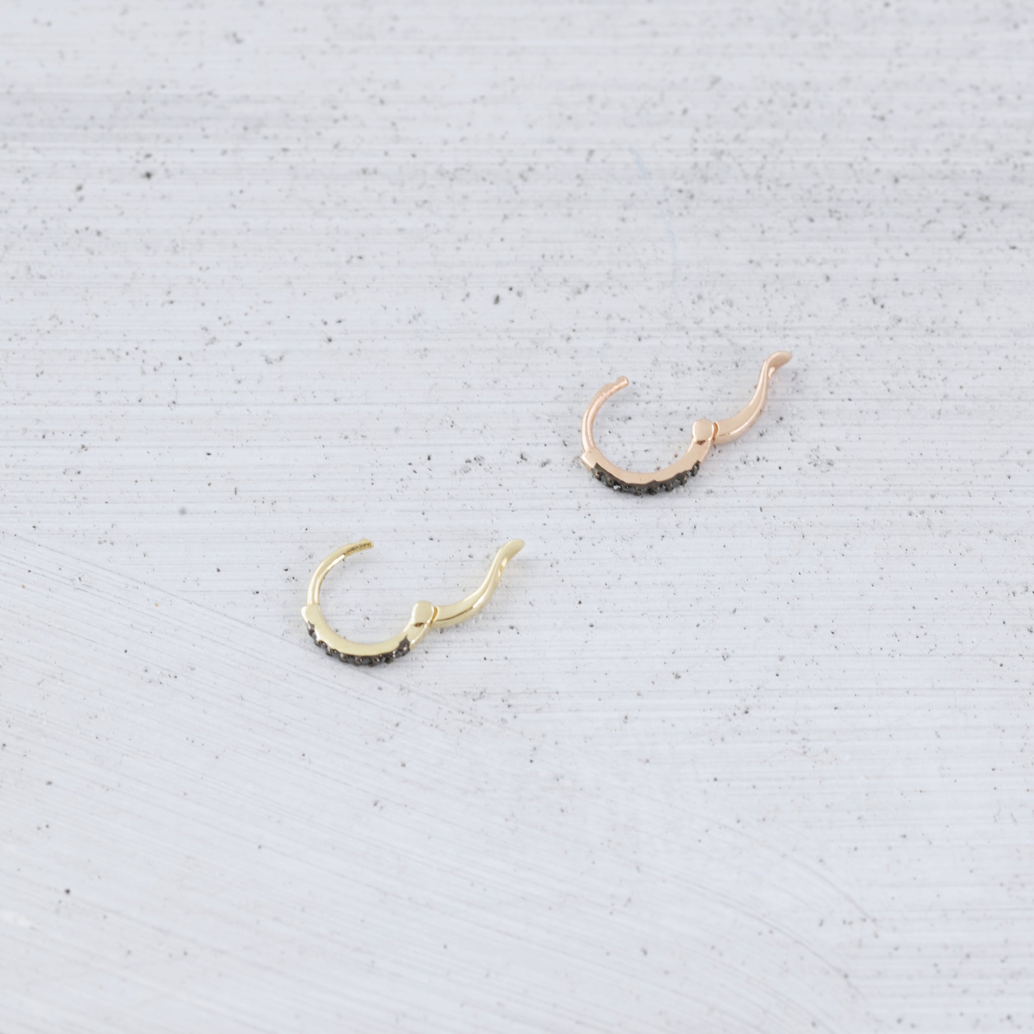 Line pave sleeper Earring (single) - 14K/ 18K Gold