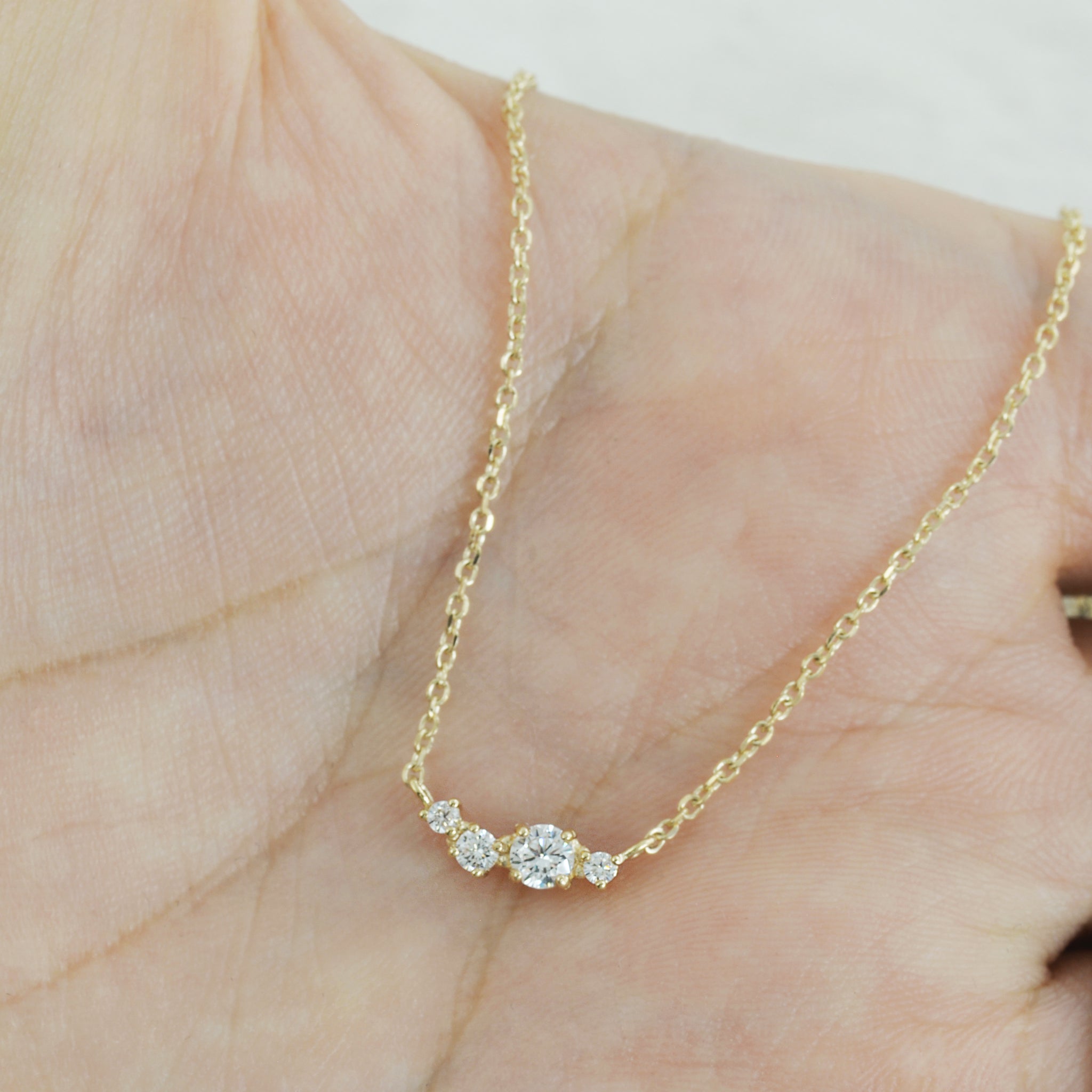 Diamond cluster Necklace - 14K/ 18K Gold