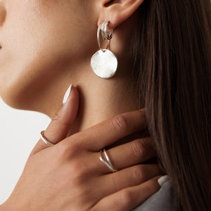 Full moon hoop Earrings (large) - Silver
