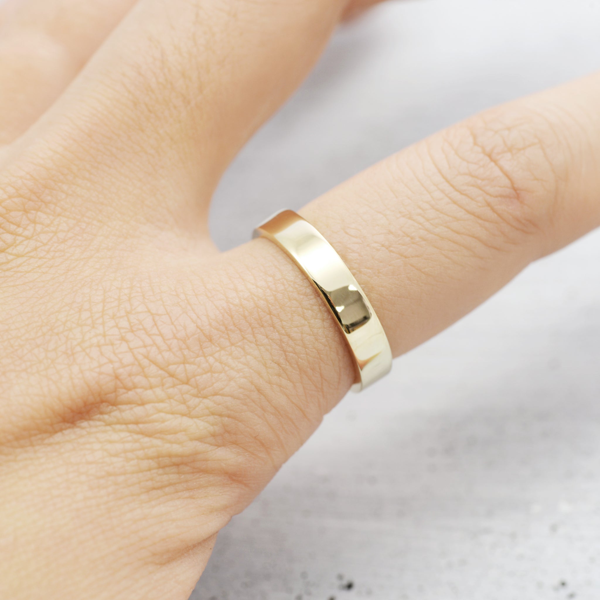 Flat wedding band Ring (medium/ 3.3mm) - 14K/ 18K Gold