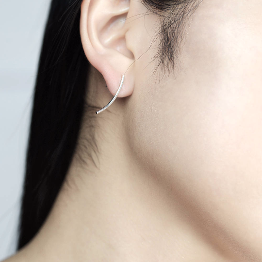 Long curved 2025 bar stud earrings